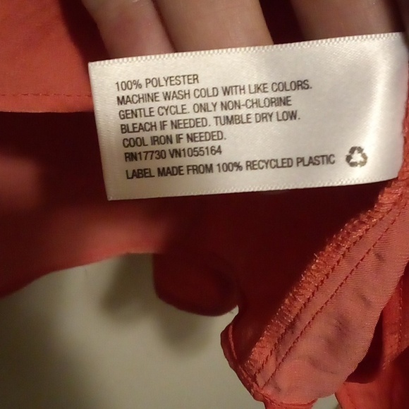 A New Day Peachy Red Thin Long Sleeve Flowy Blouse - Size Large - Picture 5 of 6